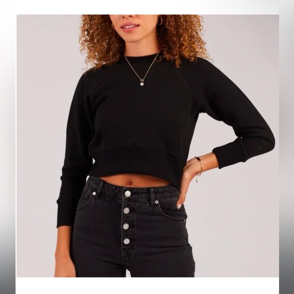 REVOLVE Black Cropped Crewneck Sweatshirt